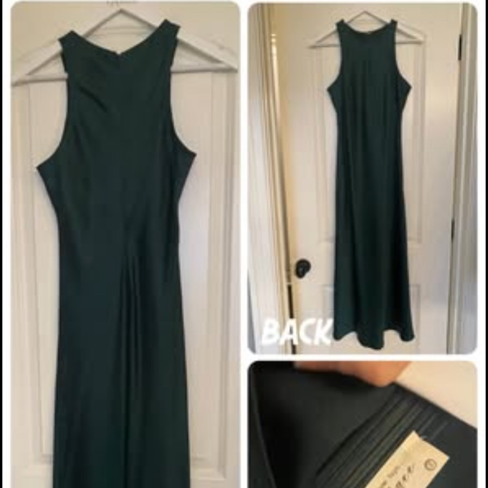 Green satin dress